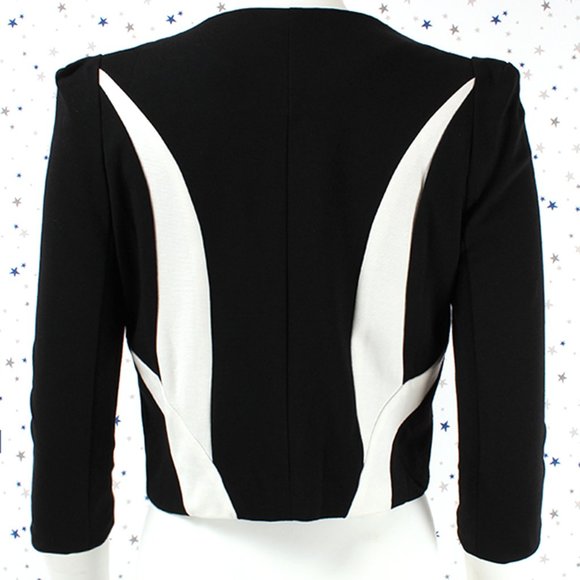 Cropped One Button Fly Blazer Jacket 3/4 Sleeve - Picture 5 of 10